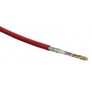 Hyperline SFUTP4-C5E-S24-IN-LSZH-RD-305 (305 м) Кабель витая пара SF/UTP, категория 5e, 4 пары (24 AWG), одножильный (solid), экран - фольга + медная оплетка, LSZH, –20°C – +75°C, красный - гарантия:15 лет компонентная, 25 лет системная