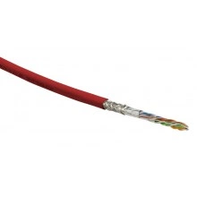 Hyperline SFUTP4-C5E-S24-IN-LSZH-RD-305 (305 м) Кабель витая пара SF/UTP, категория 5e, 4 пары (24 AWG), одножильный (solid), экран - фольга + медная оплетка, LSZH, –20°C – +75°C, красный - гарантия:15 лет компонентная, 25 лет системная