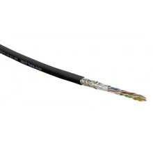 Hyperline SFUTP4-C5E-S24-IN-PVC-BK-305 (305 м) Кабель витая пара SF/UTP, категория 5e, 4 пары(24 AWG), одножильный(solid), экран - фольга + медная оплетка, PVC, –20°C – +75°C, черный - гарантия:15 лет компонентная; 25 лет системная