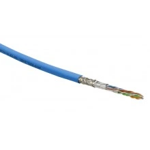 Hyperline SFUTP4-C5E-S24-IN-PVC-BL-305 (305 м) Кабель витая пара SF/UTP, категория 5e, 4 пары(24 AWG), одножильный(solid), экран - фольга + медная оплетка, PVC, –20°C – +75°C, синий - гарантия:15 лет компонентная; 25 лет системная