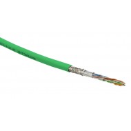 Hyperline SFUTP4-C5E-S24-IN-PVC-GN-305 (305 м) Кабель витая пара SF/UTP, категория 5e, 4 пары(24 AWG), одножильный(solid), экран - фольга + медная оплетка, PVC, –20°C – +75°C, зеленый - гарантия:15 лет компонентная; 25 лет системная
