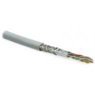 Hyperline SFUTP4-C5E-S24-IN-PVC-GY-305 (305 м) Кабель витая пара SF/UTP, категория 5e, 4 пары(24 AWG), одножильный(solid), экран - фольга + медная оплетка, PVC, –20°C – +75°C, серый - гарантия:15 лет компонентная; 25 лет системная
