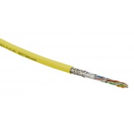 Hyperline SFUTP4-C5E-S24-IN-PVC-YL-305 (305 м) Кабель витая пара SF/UTP, категория 5e, 4 пары(24 AWG), одножильный(solid), экран - фольга + медная оплетка, PVC, –20°C – +75°C, желтый - гарантия:15 лет компонентная; 25 лет системная