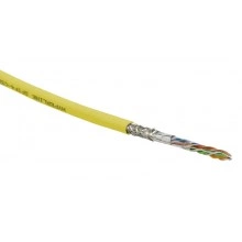 Hyperline SFUTP4-C5E-S24-IN-PVC-YL-305 (305 м) Кабель витая пара SF/UTP, категория 5e, 4 пары(24 AWG), одножильный(solid), экран - фольга + медная оплетка, PVC, –20°C – +75°C, желтый - гарантия:15 лет компонентная; 25 лет системная