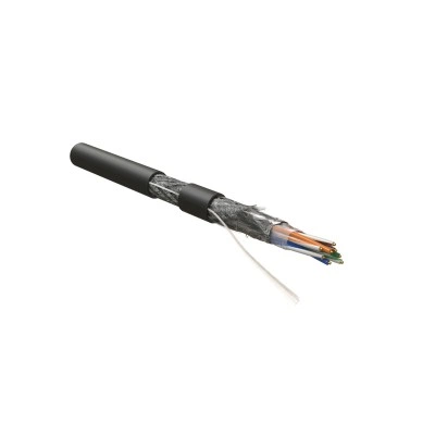 Hyperline SFUTP4-C5E-S24-OUT-PE-BK-500 (500 м) Кабель витая пара, экранированная (SF/UTP4), категория 5E, 4 пары (24AWG), одножильный (solid), общий экран - фольга и оплетка, PE, - 40°C - + 70°C, черный Hyperline SFUTP4-C5E-S24-OUT-PE-BK-500 (500 м) Кабель витая пара, экранированная (SF/UTP4), категория 5E, 4 пары (24AWG), одножильный (solid), общий экран - фольга и оплетка, PE, - 40°C - + 70°C, черный