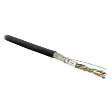 Hyperline SFUTP4-C6-P26-IN-LSZH-BK-500 (500 м) Кабель витая пара, экранированная SF/UTP, категория 6, 4 пары (26 AWG), многожильный (patch), экран - фольга + медная оплетка, LSZH, черный