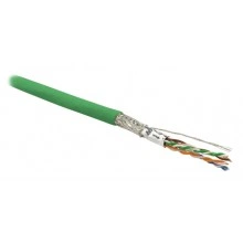 Hyperline SFUTP4-C6-P26-IN-LSZH-GN-500 (500 м) Кабель витая пара, экранированная SF/UTP, категория 6, 4 пары (26 AWG), многожильный (patch), экран - фольга + медная оплетка, LSZH, зеленый