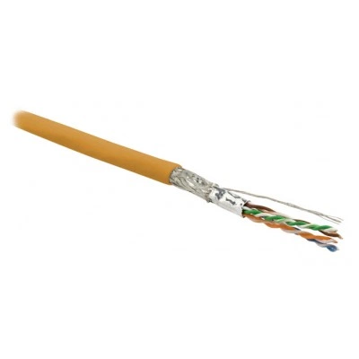 Hyperline SFUTP4-C6-P26-IN-LSZH-OR-500 (500 м) Кабель витая пара, экранированная SF/UTP, категория 6, 4 пары (26 AWG), многожильный (patch), экран - фольга + медная оплетка, LSZH, оранжевый