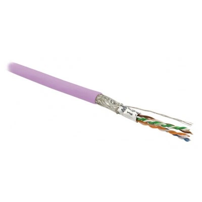 Hyperline SFUTP4-C6-P26-IN-LSZH-PK-500 (500 м) Кабель витая пара, экранированная SF/UTP, категория 6, 4 пары (26 AWG), многожильный (patch), экран - фольга + медная оплетка, LSZH, розовый