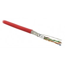 Hyperline SFUTP4-C6-P26-IN-LSZH-RD-500 (500 м) Кабель витая пара, экранированная SF/UTP, категория 6, 4 пары (26 AWG), многожильный (patch), экран - фольга + медная оплетка, LSZH, красный