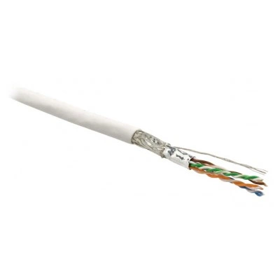 Hyperline SFUTP4-C6-P26-IN-LSZH-WH-500 (500 м) Кабель витая пара, экранированная SF/UTP, категория 6, 4 пары (26 AWG), многожильный (patch), экран - фольга + медная оплетка, LSZH, белый