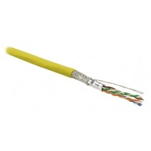Hyperline SFUTP4-C6-P26-IN-LSZH-YL-500 (500 м) Кабель витая пара, экранированная SF/UTP, категория 6, 4 пары (26 AWG), многожильный (patch), экран - фольга + медная оплетка, LSZH, желтый