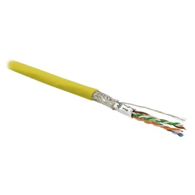 Hyperline SFUTP4-C6-P26-IN-LSZH-YL-500 (500 м) Кабель витая пара, экранированная SF/UTP, категория 6, 4 пары (26 AWG), многожильный (patch), экран - фольга + медная оплетка, LSZH, желтый