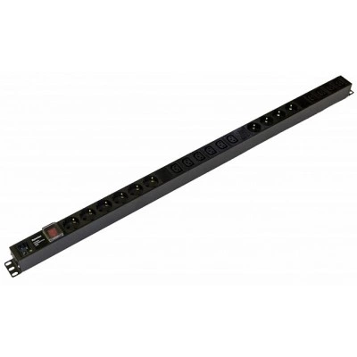 Hyperline SHE-10SH-10IEC-S-AIEC Блок розеток, вертикальный, 10 розеток Schuko, 10 розеток IEC320 C13, выключатель с подсветкой, без кабеля питания, входной разъем IEC320 C20 16A, 250В, корпус алюминий, черный Hyperline SHE-10SH-10IEC-S-AIEC Блок розеток, вертикальный, 10 розеток Schuko, 10 розеток IEC320 C13, выключатель с подсветкой, без кабеля питания, входной разъем IEC320 C20 16A, 250В, корпус алюминий, черный