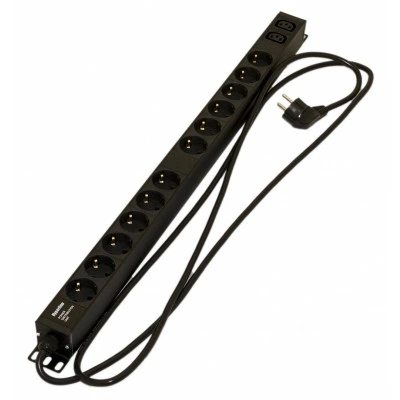 Hyperline SHE-12SH-2IEC-2.5EU Блок розеток, вертикальный, 12 розеток Schuko, 2 розетки IEC320 C13, кабель питания 2.5м (3х1.5мм2) с вилкой Schuko 16A, 250В, 730x44.4x44.4мм (ДхШхВ), корпус алюминий, черный Hyperline SHE-12SH-2IEC-2.5EU Блок розеток, вертикальный, 12 розеток Schuko, 2 розетки IEC320 C13, кабель питания 2.5м (3х1.5мм2) с вилкой Schuko 16A, 250В, 730x44.4x44.4мм (ДхШхВ), корпус алюминий, черный