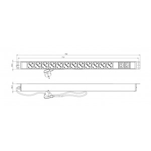 Hyperline SHE-12SH-2IEC-2.5EU Блок розеток, вертикальный, 12 розеток Schuko, 2 розетки IEC320 C13, кабель питания 2.5м (3х1.5мм2) с вилкой Schuko 16A, 250В, 730x44.4x44.4мм (ДхШхВ), корпус алюминий, черный Hyperline SHE-12SH-2IEC-2.5EU Блок розеток, вертикальный, 12 розеток Schuko, 2 розетки IEC320 C13, кабель питания 2.5м (3х1.5мм2) с вилкой Schuko 16A, 250В, 730x44.4x44.4мм (ДхШхВ), корпус алюминий, черный