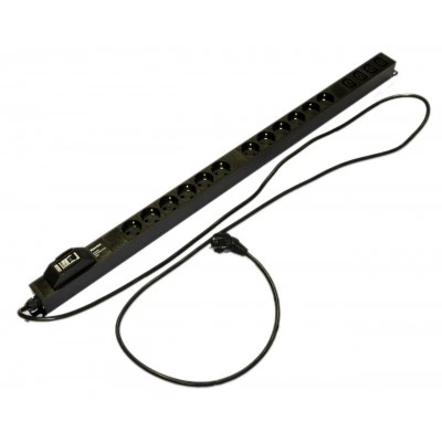 Hyperline SHE-12SH-4IEC-BF-2.5EU Блок розеток, 12 розеток Schuko, 4 розетки IEC320 C13, автоматическ.выключатель 1-полюсн., защита от перенапряжен., кабель питания 2.5м (3х1.5мм2) с вилкой Schuko 16A, 250В, 950x44.4x44.4мм (ДхШхВ), корпус алюминий, черный Hyperline SHE-12SH-4IEC-BF-2.5EU Блок розеток, 12 розеток Schuko, 4 розетки IEC320 C13, автоматическ.выключатель 1-полюсн., защита от перенапряжен., кабель питания 2.5м (3х1.5мм2) с вилкой Schuko 16A, 250В, 950x44.4x44.4мм (ДхШхВ), корпус алюминий, черный