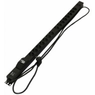 Hyperline SHE-15SH-1IEC-BF-2.5EU Блок розеток, вертикальный, 15 розеток Schuko, 1 розетка IEC320 C13, авт. выключатель, защита от перенапряжения, кабель питания 2.5м (3х1.5мм2) с вилкой Schuko 16A, 250В, 1040x44.4x44.4мм (ДхШхВ), корпус алюминий, черный