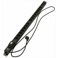 Hyperline SHE-15SH-3IEC-B-2.5EU Блок розеток, вертикальный, 15 розеток Schuko, 3 розетки IEC320 C13, автоматический выключатель, кабель питания 2.5м (3х1.5мм2) с вилкой Schuko 16A, 250В, 1040x44.4x44.4мм (ДхШхВ), корпус алюминий, черный