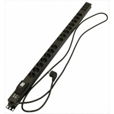 Hyperline SHE-15SH-3IEC-B-2.5EU Блок розеток, вертикальный, 15 розеток Schuko, 3 розетки IEC320 C13, автоматический выключатель, кабель питания 2.5м (3х1.5мм2) с вилкой Schuko 16A, 250В, 1040x44.4x44.4мм (ДхШхВ), корпус алюминий, черный Hyperline SHE-15SH-3IEC-B-2.5EU Блок розеток, вертикальный, 15 розеток Schuko, 3 розетки IEC320 C13, автоматический выключатель, кабель питания 2.5м (3х1.5мм2) с вилкой Schuko 16A, 250В, 1040x44.4x44.4мм (ДхШхВ), корпус алюминий, черный