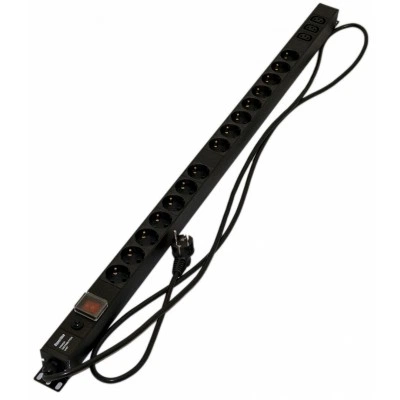 Hyperline SHE-15SH-3IEC-SF-2.5EU Блок розеток, вертикальный, 15 розеток Schuko, 3 розетки IEC320 C13, выключ. с подсветкой, защита от перенапряж., кабель питания 2.5м (3х1.5мм2) с вилкой Schuko 16A, 250В, 1040x44.4x44.4мм (ДхШхВ), корпус алюминий, черный Hyperline SHE-15SH-3IEC-SF-2.5EU Блок розеток, вертикальный, 15 розеток Schuko, 3 розетки IEC320 C13, выключ. с подсветкой, защита от перенапряж., кабель питания 2.5м (3х1.5мм2) с вилкой Schuko 16A, 250В, 1040x44.4x44.4мм (ДхШхВ), корпус алюминий, черный