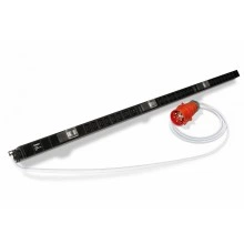 Hyperline SHE-18IEC-6BIEC-3V-3PVR Блок розеток, вертикальный, 3 блока по 6 розеток IEC320 С13 + 2 розетки IEC320 С19 + авт. выключатель, кабель питания 3м (5х6.0мм2) с вилкой IEC 60309 32A (3P+N+E), 380В, 1556х68х44.4мм (ДхШхВ), корпус алюминий, черный