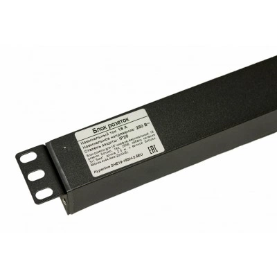 Hyperline SHE-18SH-2.5EU Блок розеток, вертикальный, 18 розеток Schuko, кабель питания 2.5м (3х1.5мм2) с вилкой Schuko 16A, 250В, 950x44.4x44.4мм (ДхШхВ), корпус алюминий, черный Hyperline SHE-18SH-2.5EU Блок розеток, вертикальный, 18 розеток Schuko, кабель питания 2.5м (3х1.5мм2) с вилкой Schuko 16A, 250В, 950x44.4x44.4мм (ДхШхВ), корпус алюминий, черный
