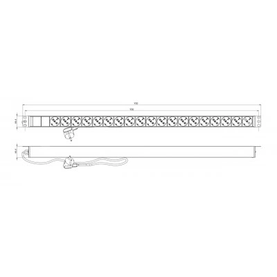 Hyperline SHE-19SH-2.5EU Блок розеток, вертикальный, 19 розеток Schuko, кабель питания 2.5м (3х1.5мм2) с вилкой Schuko 16A, 250В, 780x44.4x44.4мм (ДхШхВ), корпус алюминий, черный Hyperline SHE-19SH-2.5EU Блок розеток, вертикальный, 19 розеток Schuko, кабель питания 2.5м (3х1.5мм2) с вилкой Schuko 16A, 250В, 780x44.4x44.4мм (ДхШхВ), корпус алюминий, черный
