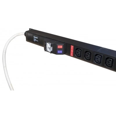 Hyperline SHE-20IEC-4BIEC-B-3PVB Блок розеток, вертикальный, 20 розеток IEC320 C13, 4 розетки IEC320 C19, автоматич. выключатель, кабель питания 3м (3х4.0мм2) с вилкой IEC 60309 32А (2х16A) (2P+E), 250В, 1556x44.4x44.4мм (ДхШхВ), корпус алюминий, черный Hyperline SHE-20IEC-4BIEC-B-3PVB Блок розеток, вертикальный, 20 розеток IEC320 C13, 4 розетки IEC320 C19, автоматич. выключатель, кабель питания 3м (3х4.0мм2) с вилкой IEC 60309 32А (2х16A) (2P+E), 250В, 1556x44.4x44.4мм (ДхШхВ), корпус алюминий, черный