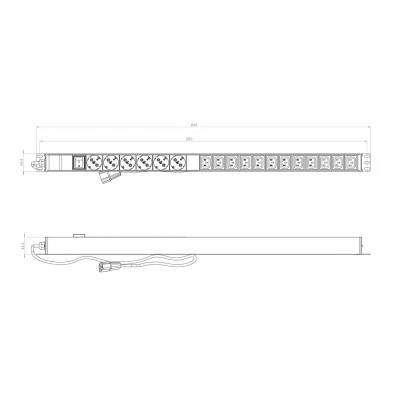 Hyperline SHE-6SH-12IEC-S-2.5AIEC Блок розеток, вертикальный, 6 розеток Schuko, 12 розеток IEC320 C13, выключатель с подсветкой, кабель питания 2.5м (3х1.5 мм2) с вилкой IEC320 C20 16А, 250В, 845х44.5х44.5мм (ДхШхВ), корпус алюминий, черный Hyperline SHE-6SH-12IEC-S-2.5AIEC Блок розеток, вертикальный, 6 розеток Schuko, 12 розеток IEC320 C13, выключатель с подсветкой, кабель питания 2.5м (3х1.5 мм2) с вилкой IEC320 C20 16А, 250В, 845х44.5х44.5мм (ДхШхВ), корпус алюминий, черный