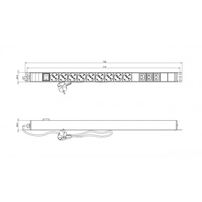 Hyperline SHE-9SH-3IEC-S-2.5EU Блок розеток, вертикальный, 9 розеток Schuko, 3 розетки IEC320 C13, выключатель с подсветкой, кабель питания 2.5м (3х1.5мм2) с вилкой Schuko 16А, 250В, 723x44.4x44.4 мм (ДхШхВ), корпус алюминий, черный Hyperline SHE-9SH-3IEC-S-2.5EU Блок розеток, вертикальный, 9 розеток Schuko, 3 розетки IEC320 C13, выключатель с подсветкой, кабель питания 2.5м (3х1.5мм2) с вилкой Schuko 16А, 250В, 723x44.4x44.4 мм (ДхШхВ), корпус алюминий, черный