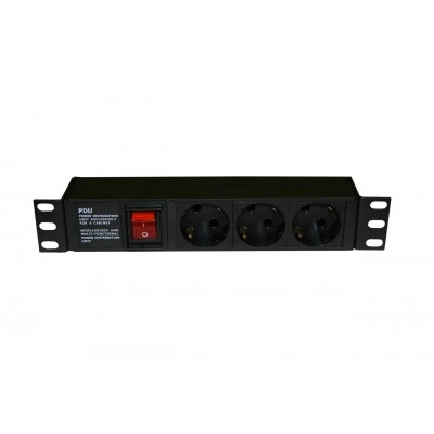 Hyperline SHE10-3SH-S-IEC Блок розеток для 10 шкафов, горизонтальный, 3 розетки Schuko, выключатель с подсветкой, без кабеля питания, входной разъем IEC320 C14 10А, 250В, 254х44.4х44.4мм (ШхВхГ), корпус алюминий, черный Hyperline SHE10-3SH-S-IEC Блок розеток для 10 шкафов, горизонтальный, 3 розетки Schuko, выключатель с подсветкой, без кабеля питания, входной разъем IEC320 C14 10А, 250В, 254х44.4х44.4мм (ШхВхГ), корпус алюминий, черный