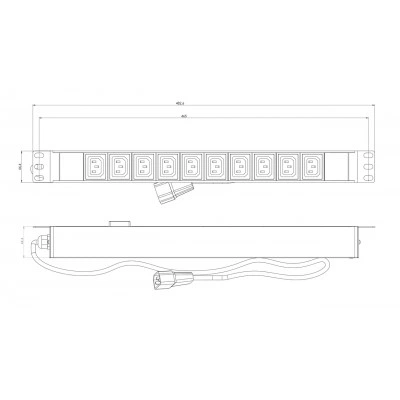 Hyperline SHE19-10IEC-2.5IEC Блок розеток для 19 шкафов, горизонтальный, 10 розеток IEC320 C13, кабель питания 2.5м (3х1.0мм2) с вилкой IEC320 C14 10A, 250В, 482.6x44.4x44.4мм (ШхГхВ), корпус алюминий, черный Hyperline SHE19-10IEC-2.5IEC Блок розеток для 19 шкафов, горизонтальный, 10 розеток IEC320 C13, кабель питания 2.5м (3х1.0мм2) с вилкой IEC320 C14 10A, 250В, 482.6x44.4x44.4мм (ШхГхВ), корпус алюминий, черный