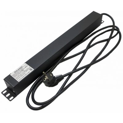 Hyperline SHE19-10IEC-S-2.5EU Блок розеток для 19 шкафов, горизонтальный, 10 розеток IEC320 C13, выключатель с подсветкой, кабель питания 2.5м (3х1.5мм2) с вилкой Schuko 16A, 250В, 482.6x44.4x44.4мм (ШхГхВ), корпус алюминий, черный Hyperline SHE19-10IEC-S-2.5EU Блок розеток для 19 шкафов, горизонтальный, 10 розеток IEC320 C13, выключатель с подсветкой, кабель питания 2.5м (3х1.5мм2) с вилкой Schuko 16A, 250В, 482.6x44.4x44.4мм (ШхГхВ), корпус алюминий, черный