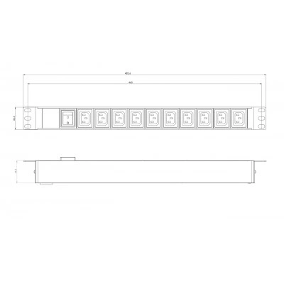 Hyperline SHE19-10IEC-S-IEC Блок розеток для 19 шкафов, горизонтальный, 10 розеток IEC320 C13, выключатель с подсветкой, без кабеля питания, входной разъем IEC320 C14 10A, 250В, 482.6x44.4x44.4мм (ШхГхВ), корпус алюминий, черный Hyperline SHE19-10IEC-S-IEC Блок розеток для 19 шкафов, горизонтальный, 10 розеток IEC320 C13, выключатель с подсветкой, без кабеля питания, входной разъем IEC320 C14 10A, 250В, 482.6x44.4x44.4мм (ШхГхВ), корпус алюминий, черный