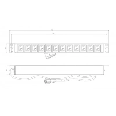 Hyperline SHE19-12IEC-2.5IEC Блок розеток для 19 шкафов, горизонтальный, 12 розеток IEC320 C13, кабель питания 2.5м (3х1.0мм2) с вилкой IEC320 C14 10A, 250В, 482.6x44.4x44.4мм (ШхГхВ), корпус алюминий, черный Hyperline SHE19-12IEC-2.5IEC Блок розеток для 19 шкафов, горизонтальный, 12 розеток IEC320 C13, кабель питания 2.5м (3х1.0мм2) с вилкой IEC320 C14 10A, 250В, 482.6x44.4x44.4мм (ШхГхВ), корпус алюминий, черный