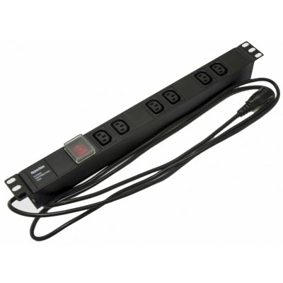 Hyperline SHE19-6IEC-S-2.5IEC Блок розеток для 19 шкафов, горизонтальный, 6 розеток IEC320 C13, выключатель с подсветкой, кабель питания 2.5м (3х1.0мм2) с вилкой IEC320 C14 10A, 250В, 482.6x44.4x44.4мм (ШхГхВ), корпус алюминий, черный Hyperline SHE19-6IEC-S-2.5IEC Блок розеток для 19 шкафов, горизонтальный, 6 розеток IEC320 C13, выключатель с подсветкой, кабель питания 2.5м (3х1.0мм2) с вилкой IEC320 C14 10A, 250В, 482.6x44.4x44.4мм (ШхГхВ), корпус алюминий, черный