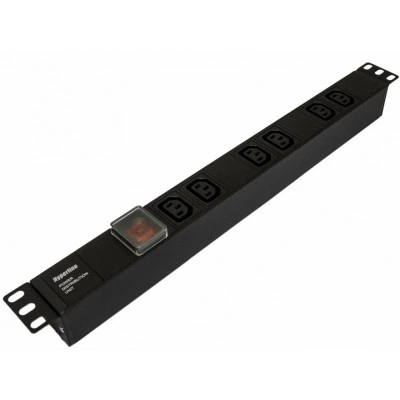 Hyperline SHE19-6IEC-S-IEC Блок розеток для 19 шкафов, горизонтальный, 6 розеток IEC320 C13, выключатель с подсветкой, без кабеля питания, входной разъем IEC320 C14 10A, 250В, 482.6x44.4x44.4мм (ШхГхВ), корпус алюминий, черный Hyperline SHE19-6IEC-S-IEC Блок розеток для 19 шкафов, горизонтальный, 6 розеток IEC320 C13, выключатель с подсветкой, без кабеля питания, входной разъем IEC320 C14 10A, 250В, 482.6x44.4x44.4мм (ШхГхВ), корпус алюминий, черный