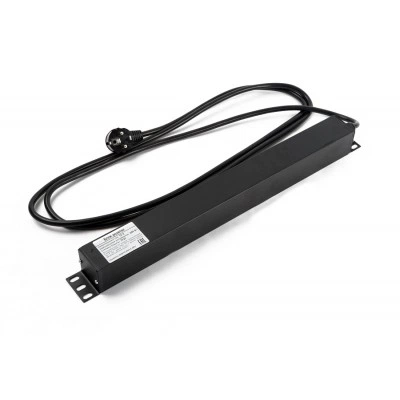 Hyperline SHE19-6SH-2.5EU Блок розеток для 19 шкафов, горизонтальный, 6 розеток Schuko, кабель питания 2.5м (3х1.5мм2) с вилкой Schuko 16A, 250В, 482.6x44.4x44.4мм (ШхГхВ), корпус алюминий, черный Hyperline SHE19-6SH-2.5EU Блок розеток для 19 шкафов, горизонтальный, 6 розеток Schuko, кабель питания 2.5м (3х1.5мм2) с вилкой Schuko 16A, 250В, 482.6x44.4x44.4мм (ШхГхВ), корпус алюминий, черный
