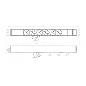 Hyperline SHE19-6SH-2.5EU Блок розеток для 19 шкафов, горизонтальный, 6 розеток Schuko, кабель питания 2.5м (3х1.5мм2) с вилкой Schuko 16A, 250В, 482.6x44.4x44.4мм (ШхГхВ), корпус алюминий, черный Hyperline SHE19-6SH-2.5EU Блок розеток для 19 шкафов, горизонтальный, 6 розеток Schuko, кабель питания 2.5м (3х1.5мм2) с вилкой Schuko 16A, 250В, 482.6x44.4x44.4мм (ШхГхВ), корпус алюминий, черный