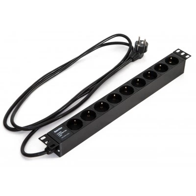 Hyperline SHE19-6SH-2IEC-2.5EU Блок розеток для 19 шкафов, горизонтальный, 6 розеток Schuko, 2 розетки IEC320 C13, кабель питания 2.5м (3х1.5мм2) с вилкой Schuko 16A, 250В, корпус алюминий, черный Hyperline SHE19-6SH-2IEC-2.5EU Блок розеток для 19 шкафов, горизонтальный, 6 розеток Schuko, 2 розетки IEC320 C13, кабель питания 2.5м (3х1.5мм2) с вилкой Schuko 16A, 250В, корпус алюминий, черный