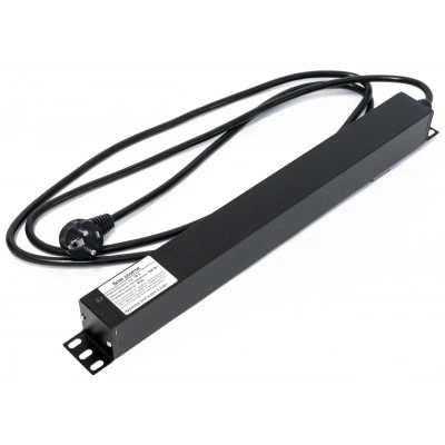 Hyperline SHE19-6SH-S-2.5EU Блок розеток для 19 шкафов, горизонтальный, 6 розеток Schuko, выключатель с подсветкой, кабель питания 2.5м (3х1.5мм2) с вилкой Schuko 16A, 250В, 482.6x44.4x44.4мм (ШхГхВ), корпус алюминий, черный Hyperline SHE19-6SH-S-2.5EU Блок розеток для 19 шкафов, горизонтальный, 6 розеток Schuko, выключатель с подсветкой, кабель питания 2.5м (3х1.5мм2) с вилкой Schuko 16A, 250В, 482.6x44.4x44.4мм (ШхГхВ), корпус алюминий, черный