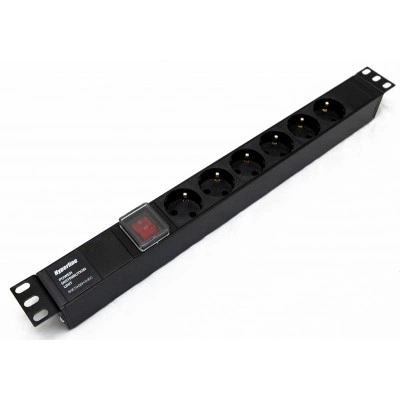 Hyperline SHE19-6SH-S-IEC Блок розеток для 19 шкафов, горизонтальный, горизонтальный, 6 розеток Schuko, выключатель с подстветкой, без кабеля питания, входной разъем IEC320 C14 10А, 250В, 482.6х44.4х44.4мм (ШхГхВ), корпус алюминий, черный Hyperline SHE19-6SH-S-IEC Блок розеток для 19 шкафов, горизонтальный, горизонтальный, 6 розеток Schuko, выключатель с подстветкой, без кабеля питания, входной разъем IEC320 C14 10А, 250В, 482.6х44.4х44.4мм (ШхГхВ), корпус алюминий, черный