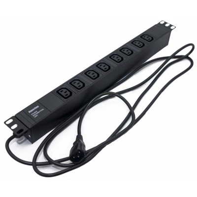Hyperline SHE19-8IEC-2.5IEC Блок розеток для 19 шкафов, горизонтальный, 8 розеток IEC320 C13, кабель питания 2.5м (3х1.0мм2) с вилкой IEC320 C14 10A, 250В, 482.6x44.4x44.4мм (ШхГхВ), корпус алюминий, черный Hyperline SHE19-8IEC-2.5IEC Блок розеток для 19 шкафов, горизонтальный, 8 розеток IEC320 C13, кабель питания 2.5м (3х1.0мм2) с вилкой IEC320 C14 10A, 250В, 482.6x44.4x44.4мм (ШхГхВ), корпус алюминий, черный