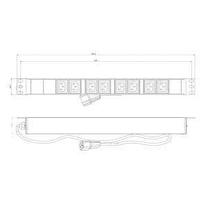 Hyperline SHE19-8IEC-2.5IEC Блок розеток для 19 шкафов, горизонтальный, 8 розеток IEC320 C13, кабель питания 2.5м (3х1.0мм2) с вилкой IEC320 C14 10A, 250В, 482.6x44.4x44.4мм (ШхГхВ), корпус алюминий, черный Hyperline SHE19-8IEC-2.5IEC Блок розеток для 19 шкафов, горизонтальный, 8 розеток IEC320 C13, кабель питания 2.5м (3х1.0мм2) с вилкой IEC320 C14 10A, 250В, 482.6x44.4x44.4мм (ШхГхВ), корпус алюминий, черный