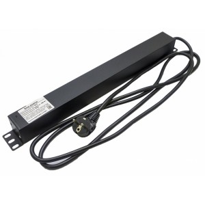 Hyperline SHE19-8IEC-S-2.5EU Блок розеток для 19 шкафов, горизонтальный, 8 розеток IEC320 C13, выключатель с подсветкой, кабель питания 2.5м (3х1.5мм2) с вилкой Schuko 16A, 250В, 482.6x44.4x44.4мм (ШхГхВ), корпус алюминий, черный Hyperline SHE19-8IEC-S-2.5EU Блок розеток для 19 шкафов, горизонтальный, 8 розеток IEC320 C13, выключатель с подсветкой, кабель питания 2.5м (3х1.5мм2) с вилкой Schuko 16A, 250В, 482.6x44.4x44.4мм (ШхГхВ), корпус алюминий, черный