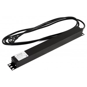 Hyperline SHE19-9SH-2.5EU Блок розеток для 19 шкафов, горизонтальный, 9 розеток Schuko, кабель питания 2.5м (3х1.5мм2) с вилкой Schuko 16A, 250В, 482.6x44.4x44.4мм (ШхГхВ), корпус алюминий, цвет черный Hyperline SHE19-9SH-2.5EU Блок розеток для 19 шкафов, горизонтальный, 9 розеток Schuko, кабель питания 2.5м (3х1.5мм2) с вилкой Schuko 16A, 250В, 482.6x44.4x44.4мм (ШхГхВ), корпус алюминий, цвет черный