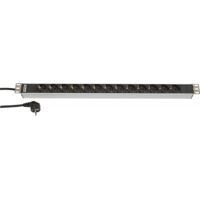 Hyperline SHT-13SH-2.5EU Блок розеток, вертикальный, 13 розеток Schuko, кабель питания 2.5м (3х1.5мм2) с вилкой Schuko 16A, 250В, 668x44.4x44.4мм (ДхШхВ), копрус алюминий Hyperline SHT-13SH-2.5EU Блок розеток, вертикальный, 13 розеток Schuko, кабель питания 2.5м (3х1.5мм2) с вилкой Schuko 16A, 250В, 668x44.4x44.4мм (ДхШхВ), копрус алюминий