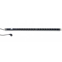 Hyperline SHT-15SH-1IEC-SF-2.5EU Блок розеток, вертикальный, 15 розеток Schuko, 1 розетка IEC320 C13, выкл. с подсветкой, защита от перенапр. (сменн. блок), кабель питания 2.5м (3х1.5мм2) с вилкой Schuko 16A, 250В, 990x44.4x44.4мм (ДхШхВ), копрус алюминий