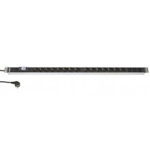 Hyperline SHT-15SH-3IEC-B-2.5EU Блок розеток, вертикальный, 15 розеток Schuko, 3 розетки IEC320 C13, автоматический выключатель, кабель питания 2.5м (3х1.5мм2) с вилкой Schuko 16A, 250В, 1024x44.4x44.4мм (ДхШхВ), копрус алюминий
